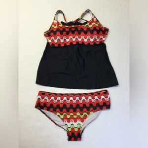 Colorful Waves Pattern Tankini Set XXL‎ padded /removable new without tags